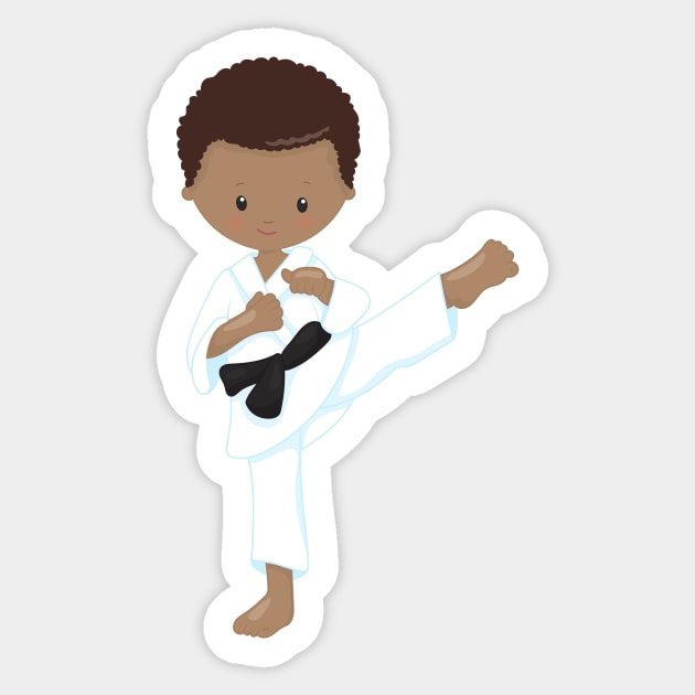 African American Boy, Karate Boy, Black Belt, Kata Sticker by Jelena Dunčević